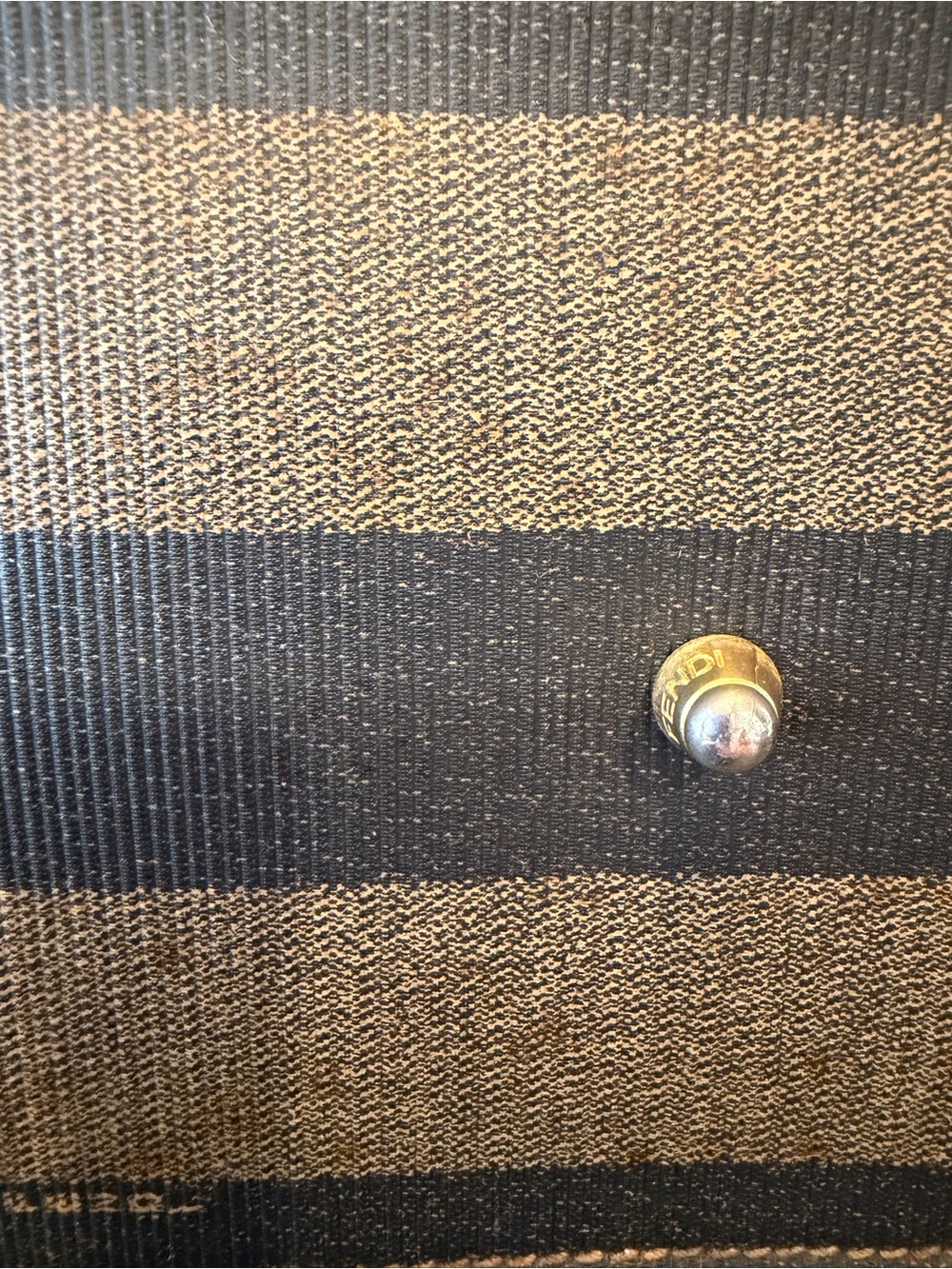 Fendi Top Handle Brown and Tan Striped Canvas Satchel with Leather Trim - Picture 11 of 12